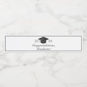 Afstuderen Modern Minimal White Black Waterfles Etiket (Enkel label)