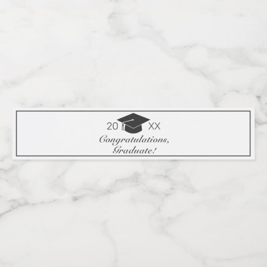 Afstuderen Modern Minimal White Black Waterfles Etiket (Enkel label)