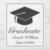 Afstuderen Modern Minimal White Black Wijn Etiket (Enkel label)