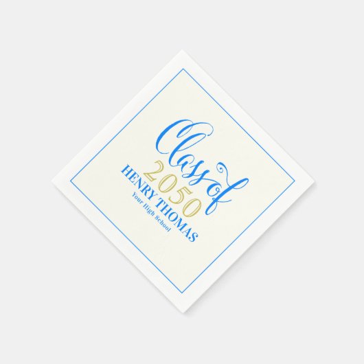 Afstuderen Modern Minimalist Script Class of Blue Servet (Hoek)