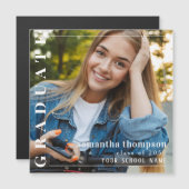 Afstuderen Modern Minimalist Simple Photo Magnetic Magnetische Uitnodiging (Voorkant / Achterkant)