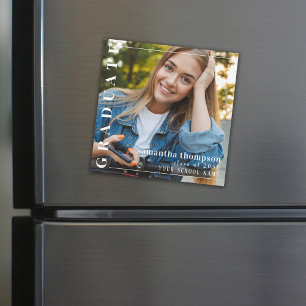 Afstuderen Modern Minimalist Simple Photo Magnetic Magnetische Uitnodiging