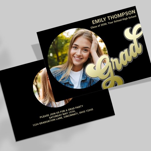 Afstuderen Modern Minimalist Zwart en Goud Aankondiging