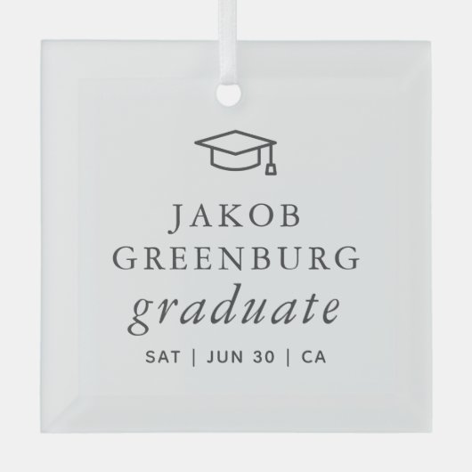 Afstuderen Modern Minimalistisch Eenvoudig grafisc Glas Ornament (Voorkant)