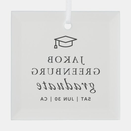 Afstuderen Modern Minimalistisch Eenvoudig grafisc Glas Ornament (Achterkant)