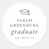 Afstuderen Modern Minimalistisch Eenvoudig grafisc Ronde Sticker (Voorkant)