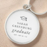 Afstuderen Modern Minimalistisch Eenvoudig grafisc Sleutelhanger<br><div class="desc">Het ontwerp is samengesteld uit serif typografie op een eenvoudige achtergrond. Hier te vinden op: http://www.zazzle.com/store/selectpartysupplies</div>