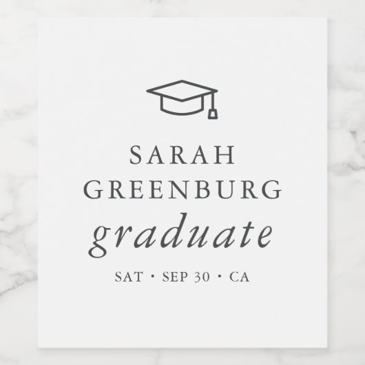 Afstuderen Modern Minimalistisch Eenvoudig grafisc Wijn Etiket (Enkel label)