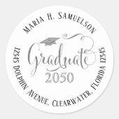 Afstuderen Modern Minimalistisch Mortarboard Black Ronde Sticker (Voorkant)