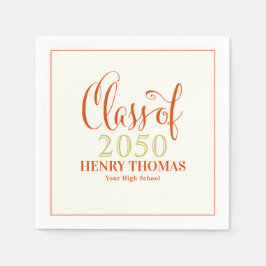 Afstuderen Modern minimalistisch Oranje script Servet