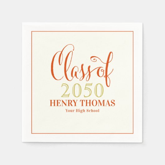 Afstuderen Modern minimalistisch Oranje script Servet (Voorkant)