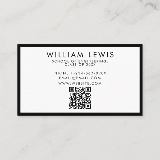 Afstuderen Modern Minimalistische QR-code voor stu Visitekaartje (Achterkant)