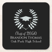 Afstuderen Modern Mortarboard Classic Basic Black Kartonnen Onderzetters (Voorkant)