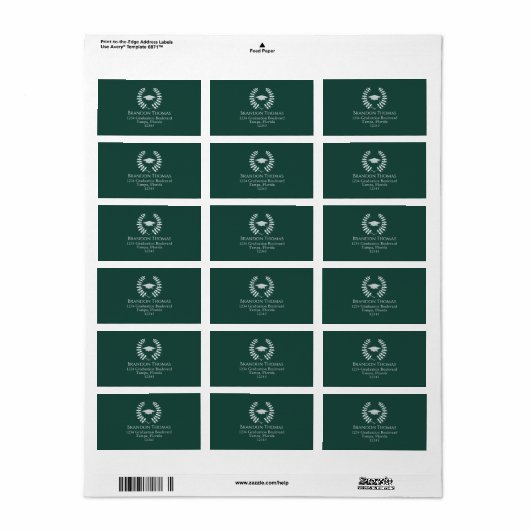 Afstuderen Modern Mortarboard Classic Dark Green Etiket (Full Sheet)