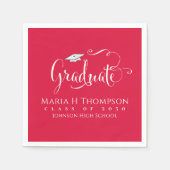 Afstuderen Modern Mortarboard Script Crimson Red Servet (Voorkant)