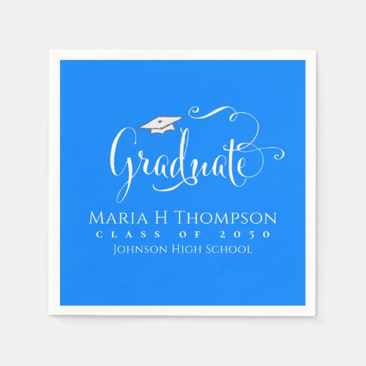 Afstuderen modern Mortarboard Script Eenvoudig bla Servet (Voorkant)