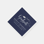 Afstuderen Modern Mortarboard Script Navy Blue Servet (Hoek)