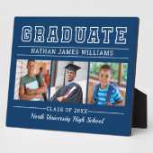 Afstuderen Modern Navy Blue 3 Foto Afstuderen Fotoplaat (Zijkant)