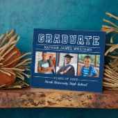 Afstuderen Modern Navy Blue 3 Foto Afstuderen Fotoplaat (Zijkant)