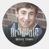 Afstuderen Modern Photo Simple Minimalist Afbeeldi Ronde Sticker (Voorkant)