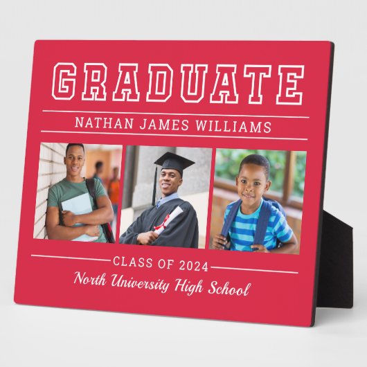 Afstuderen Modern Red 3 Photo Afstuderen Fotoplaat (Zijkant)