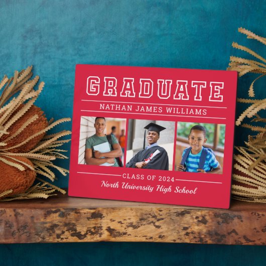 Afstuderen Modern Red 3 Photo Afstuderen Fotoplaat (Zijkant)