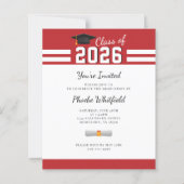Afstuderen Modern Rood Wit 2025 Party Invitation (Voorkant)