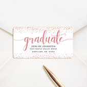 Afstuderen modern roos Gold script aangepast adres Etiket