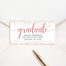 Afstuderen modern roos Gold script aangepast adres Etiket