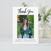 Afstuderen Modern script 2 Foto bedankt kaart (Staand voorkant)