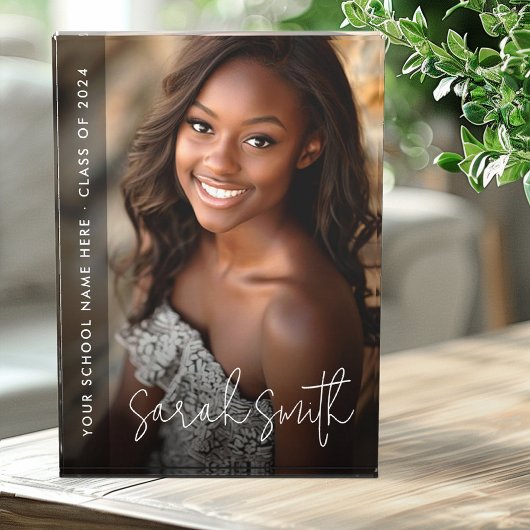 Afstuderen modern script donkere overlay fotoblokken