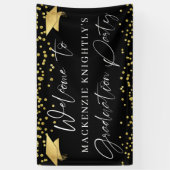 Afstuderen Modern Script Gold Confetti Welkom Spandoek (Verticaal)
