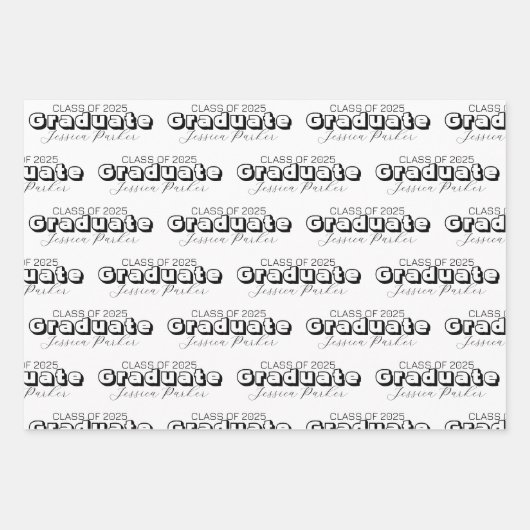 Afstuderen Modern Script Inpakpapier Vel (Voorkant)