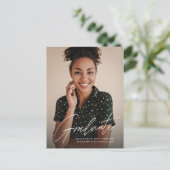 Afstuderen Modern Script Simple 2 Photo afstuderen Briefkaart (Staand voorkant)