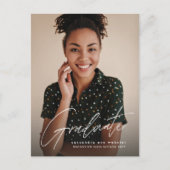 Afstuderen Modern Script Simple 2 Photo afstuderen Briefkaart (Voorkant)