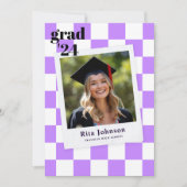 Afstuderen Modern Stijlvol Foto Geruit Afstuderen Aankondiging (Voorkant)