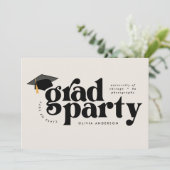 Afstuderen Modern Stijlvol Typografie Zwart & Wit Kaart (Staand voorkant)