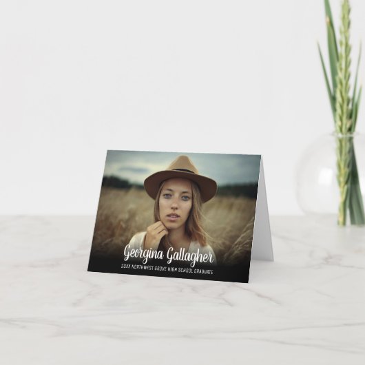 Afstuderen Modern Vette foto | Manuscript naam Afs Aankondiging (Voorkant)