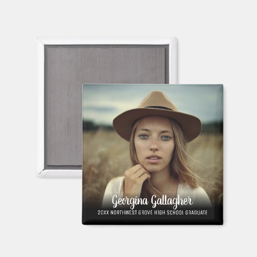 Afstuderen Modern Vette foto | Manuscript naam Afs Magneet (Voorkant / Achterkant)