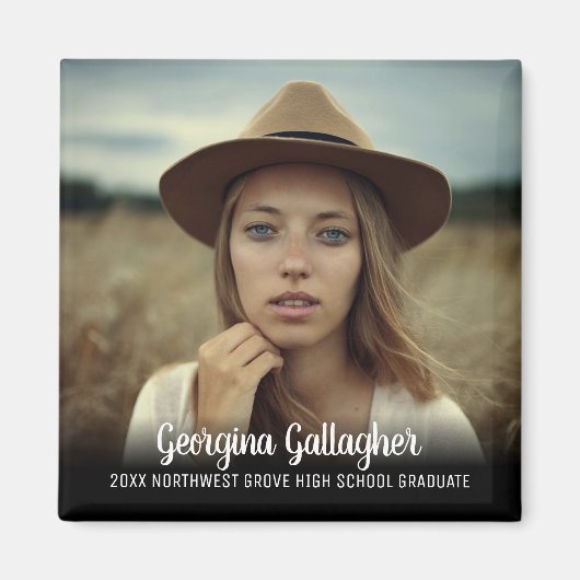 Afstuderen Modern Vette foto | Manuscript naam Afs Magneet (Voorkant)