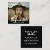 Afstuderen Modern Vette foto | Manuscript naam Afs Vierkante Visitekaartje (Voorkant / Achterkant)