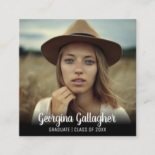 Afstuderen Modern Vette foto | Manuscript naam Afs Vierkante Visitekaartje (Voorkant)