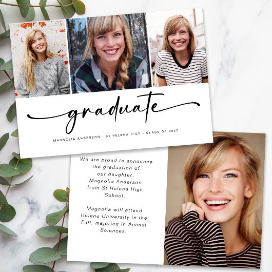 Afstuderen Modern Vier Foto Afstuderen Aankondiging