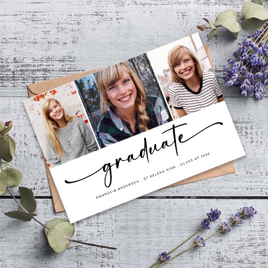 Afstuderen Modern Vier Foto Afstuderen Aankondiging