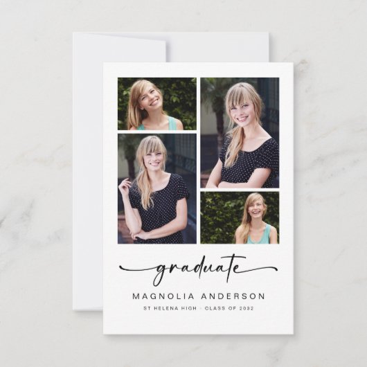 Afstuderen Modern Vijf Foto Afstuderen Aankondiging (Voorkant)