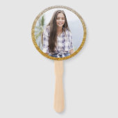 Afstuderen Modern Zwart en Goud Afstuderen Foto Handwaaier (Achterkant)