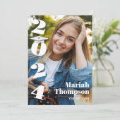 Afstuderen Modern Zwart-Wit Fotosjabloon Kaart (Staand voorkant)