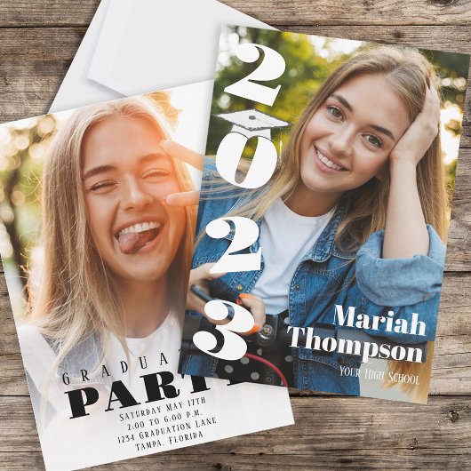 Afstuderen Modern Zwart-Wit Fotosjabloon Kaart