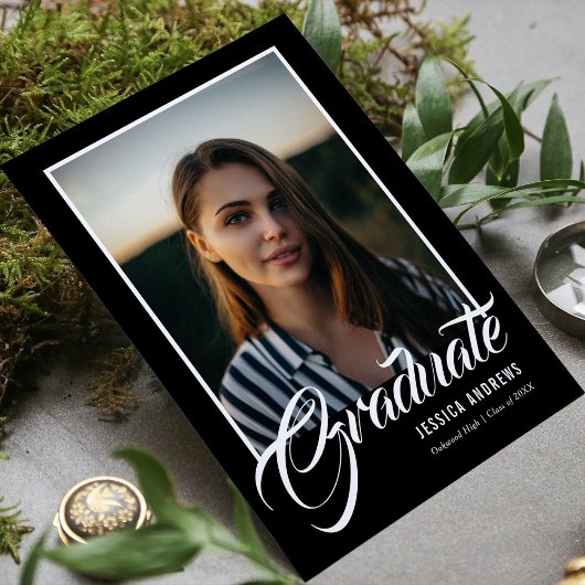 Afstuderen moderne bewerkbare foto zwart | AFSTUDE