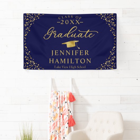 Afstuderen moderne blauw gouden Afstuderen banner (Insitu)